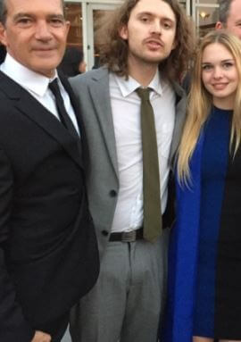 Alexander Buer with former stepfather Antonio Banderas and sister Stella at the graduation of Stella in 2015.
